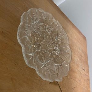 Clear Glass floral serving plate